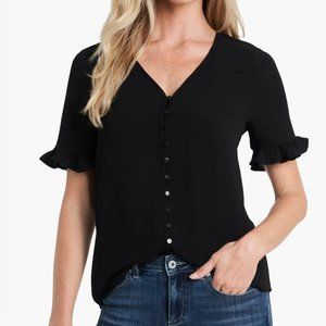CECE Ruffle Sleeve Blouse Black